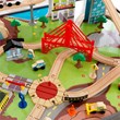 Kidkraft 85 Piece Pacific Railway Wooden Plastic Train Table Set