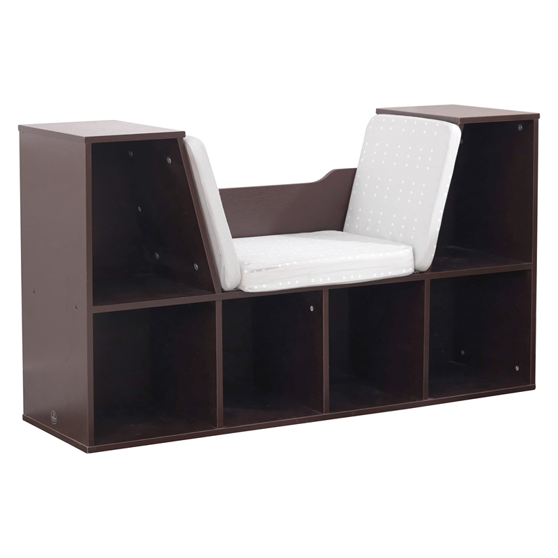 Kidkraft 6 Cubby Wooden Fabric Cushioned Reading Nook Bookcase in Lavender