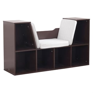 Kidkraft 6 Cubby Wooden Fabric Cushioned Reading Nook Bookcase in Lavender