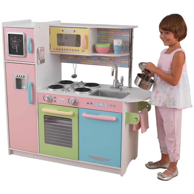 Kidkraft Uptown Wooden Plastic Play Kitchen in Pastel