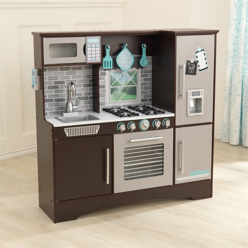 Kidkraft Wooden Plastic Culinary Play Kitchen in Espresso