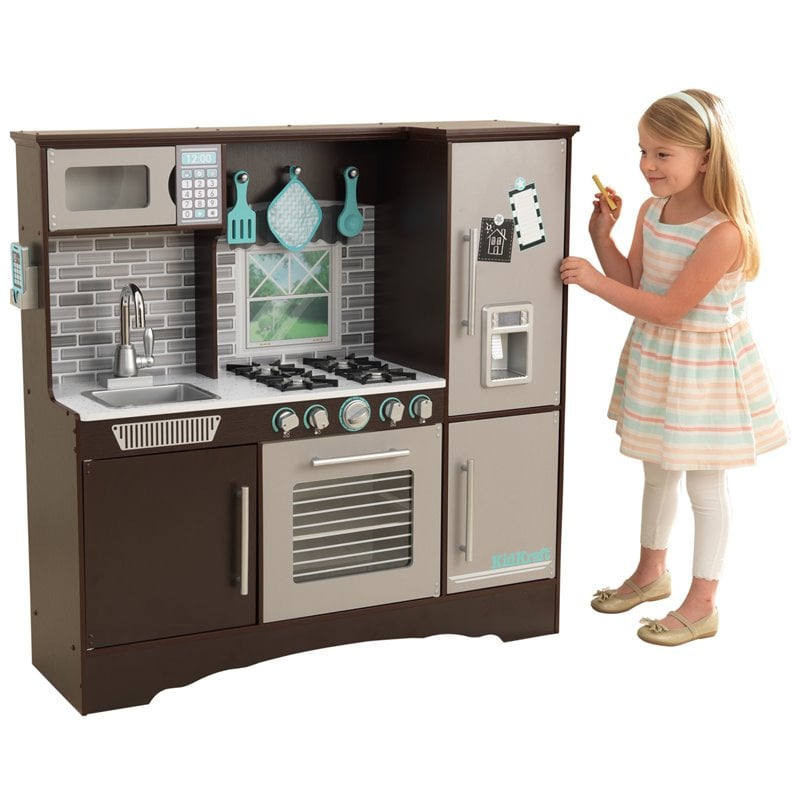 Kidkraft Wooden Plastic Culinary Play Kitchen in Espresso