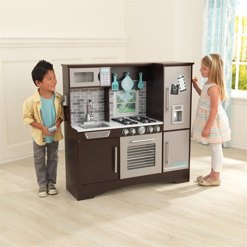 Kidkraft Wooden Plastic Culinary Play Kitchen in Espresso