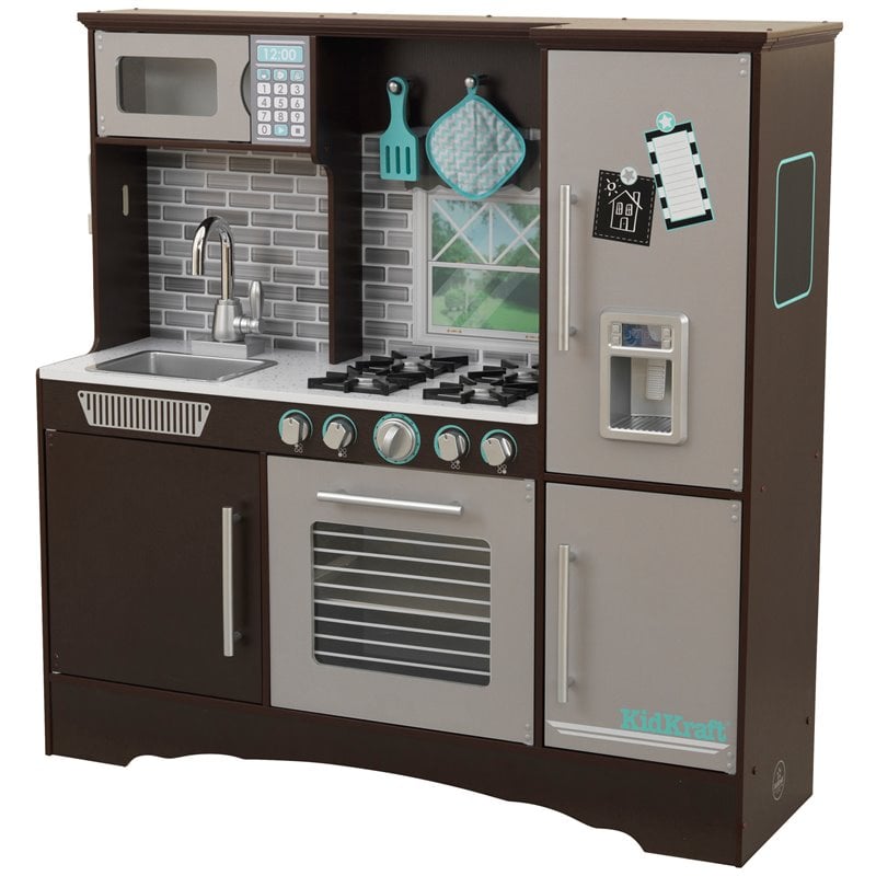 Kidkraft Wooden Plastic Culinary Play Kitchen in Espresso