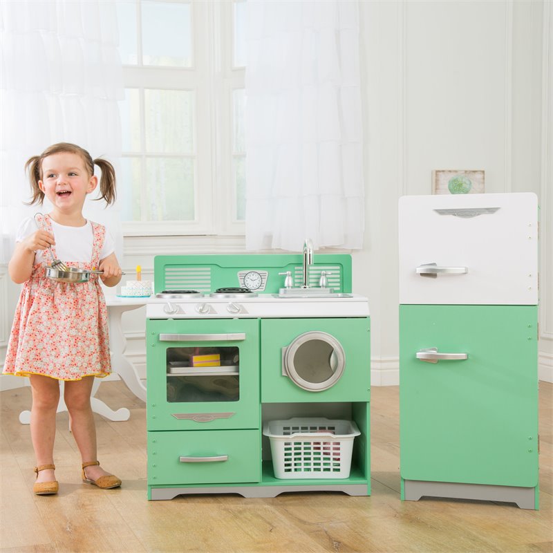 Kidkraft Homestyle Wooden Plastic Play Kitchen in Pistachio