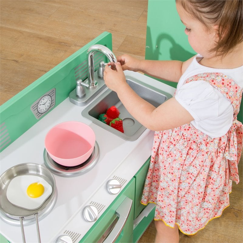 Kidkraft Homestyle Wooden Plastic Play Kitchen in Pistachio