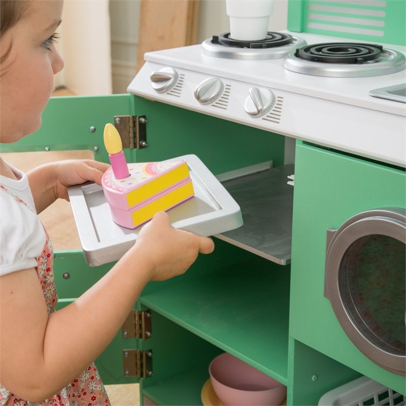 Kidkraft Homestyle Wooden Plastic Play Kitchen in Pistachio