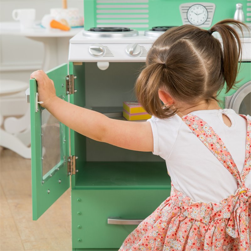 Kidkraft Homestyle Wooden Plastic Play Kitchen in Pistachio