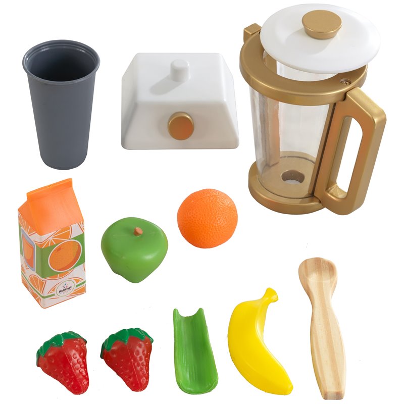 Kidkraft Modern Metallics 12 Piece Solid Wood Plastic Smoothie Play Set