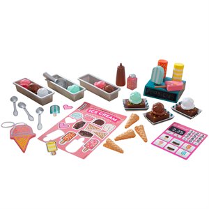 Kidkraft 42 Piece Wooden Plastic Ice Cream Shop Play Pack