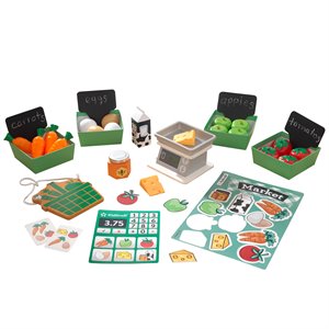 Kidkraft 34 Piece Wooden Plastic Farmer's Market Play Pack