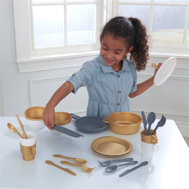 Kidkraft Modern Metallics 27 Piece Plastic Cookware Set