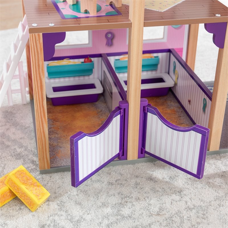 Kidkraft 16 Piece Deluxe Multicolored Wooden Plastic Horse Stable