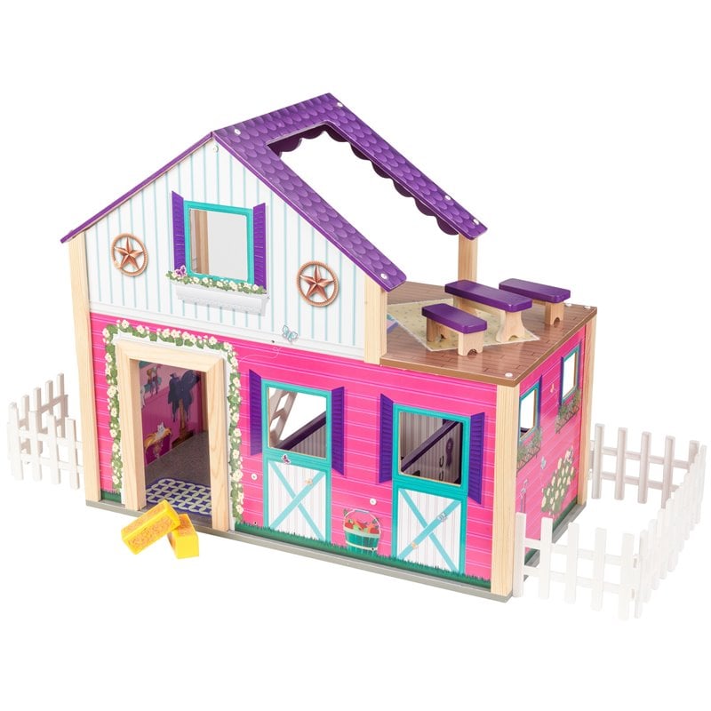 Kidkraft 16 Piece Deluxe Multicolored Wooden Plastic Horse Stable