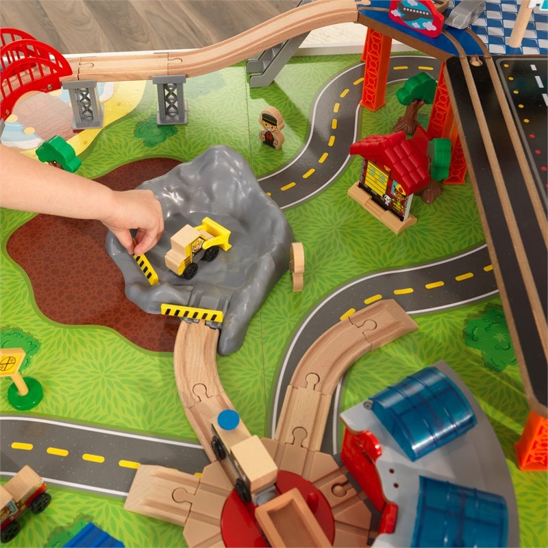 Kidkraft 79 Piece Wooden Plastic Railway Express Train Table Set