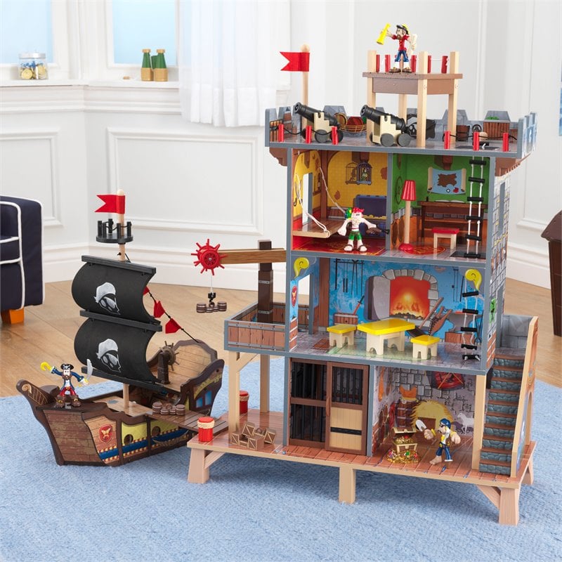 Kidkraft 17 Piece Wooden Plastic Pirate's Cove Play Set