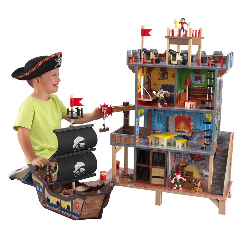 Kidkraft 17 Piece Wooden Plastic Pirate's Cove Play Set