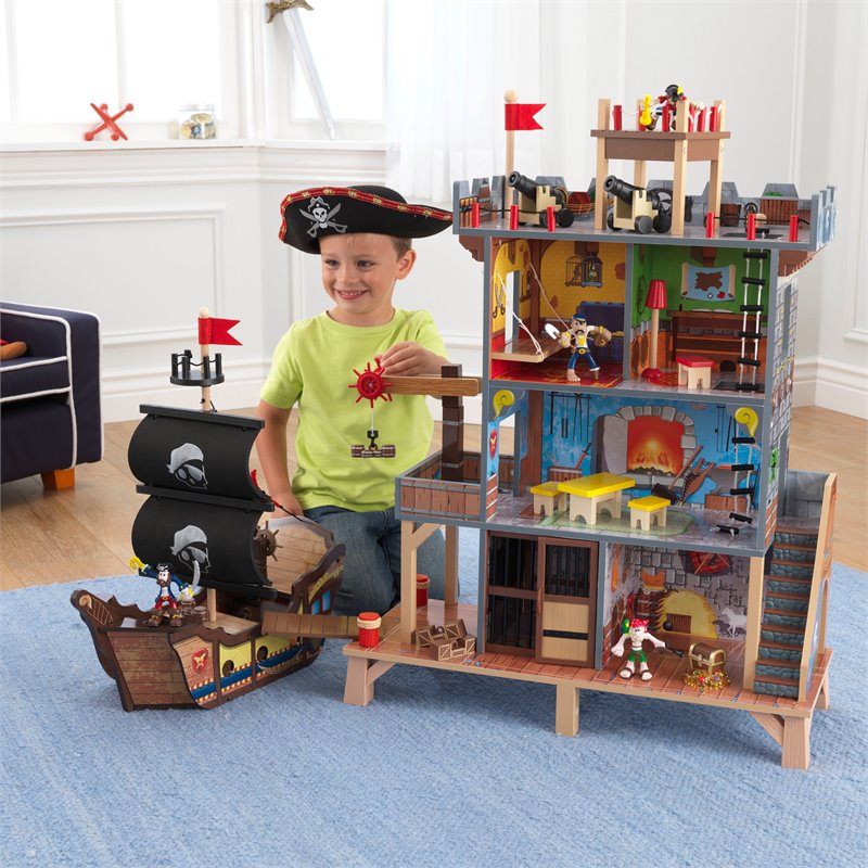 Kidkraft 17 Piece Wooden Plastic Pirate's Cove Play Set