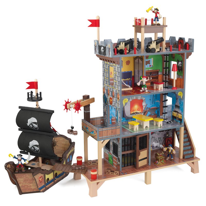 Kidkraft 17 Piece Wooden Plastic Pirate's Cove Play Set