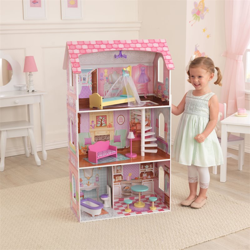 Kidkraft Penelope 9 Piece Multicolored Wooden Plastic Dollhouse