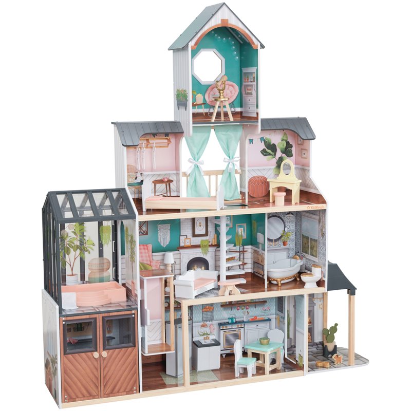 Kidkraft Celeste Mansion 24 Piece Wooden Dollhouse with EZ Kraft Assembly