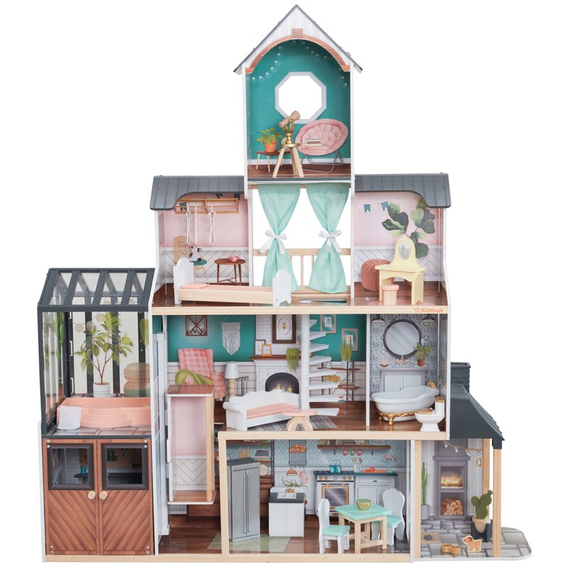 Kidkraft Celeste Mansion 24 Piece Wooden Dollhouse with EZ Kraft Assembly