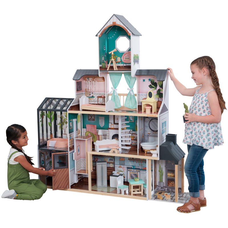 Kidkraft Celeste Mansion 24 Piece Wooden Dollhouse with EZ Kraft Assembly