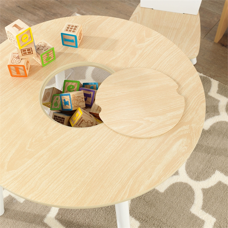 KidKraft Round Table and Chair Set in White and Natural
