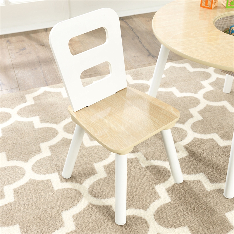 KidKraft Round Table and Chair Set in White and Natural