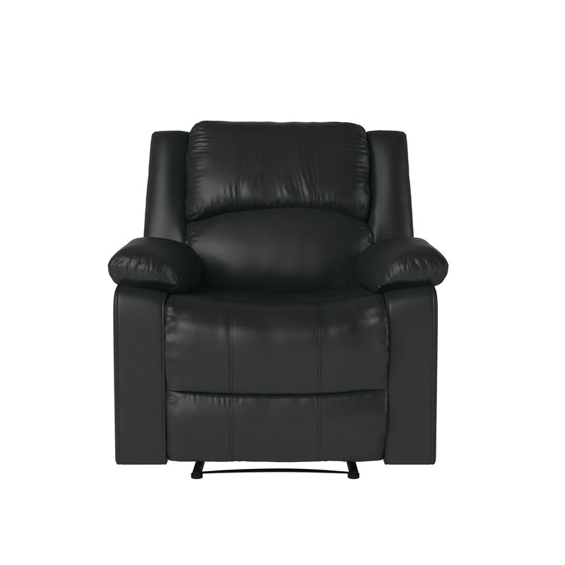 Relax-A-Lounger Pittsburg Recliner in Black Faux Leather Upholstery