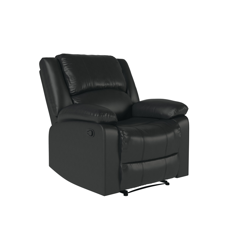 Relax-A-Lounger Pittsburg Recliner in Black Faux Leather Upholstery