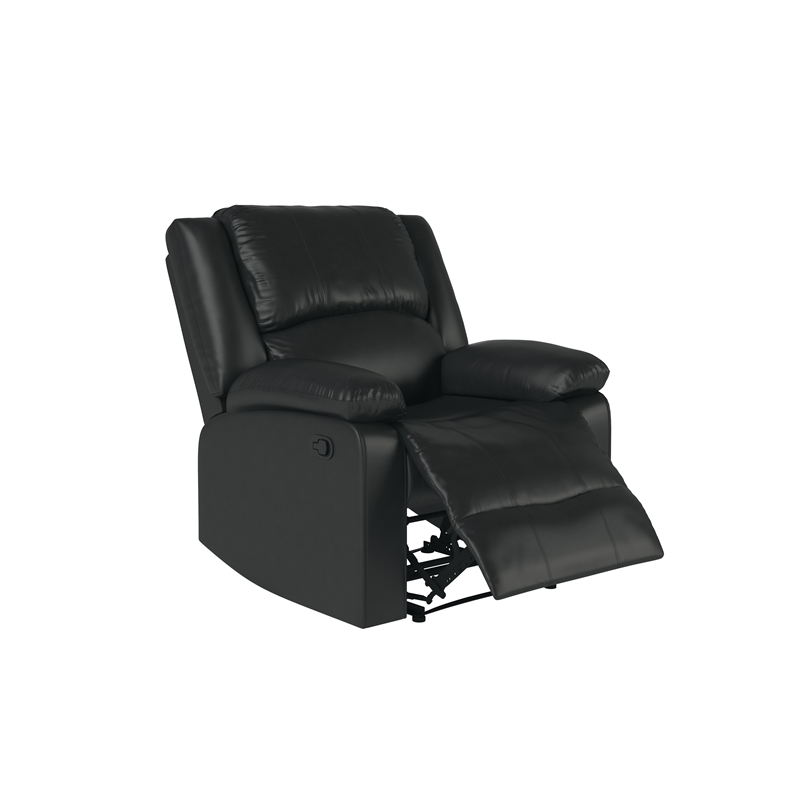 Relax-A-Lounger Pittsburg Recliner in Black Faux Leather Upholstery