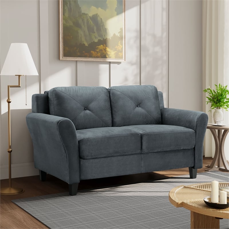 Lifestyle Solutions Harvard Loveseat in Gray Microfiber Upholstery