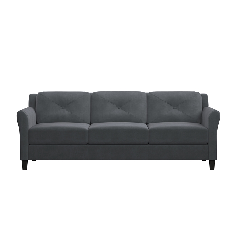 Lifestyle Solutions Harvard Sofa in Dark Gray Microfiber Upholstery