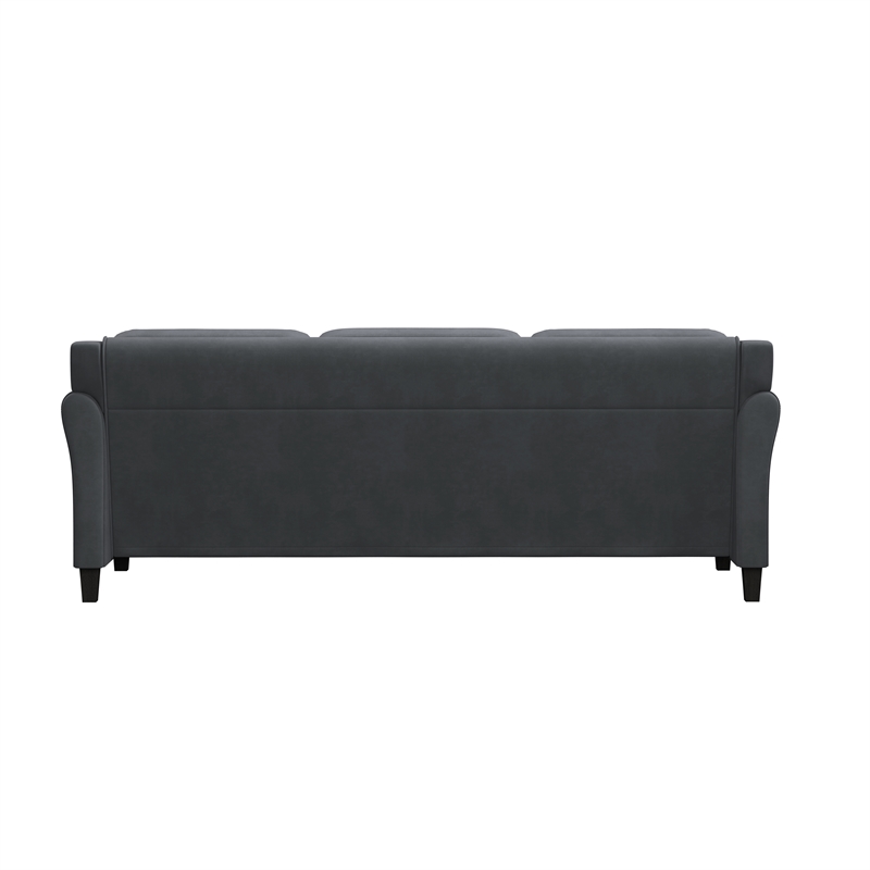 Lifestyle Solutions Harvard Sofa in Dark Gray Microfiber Upholstery