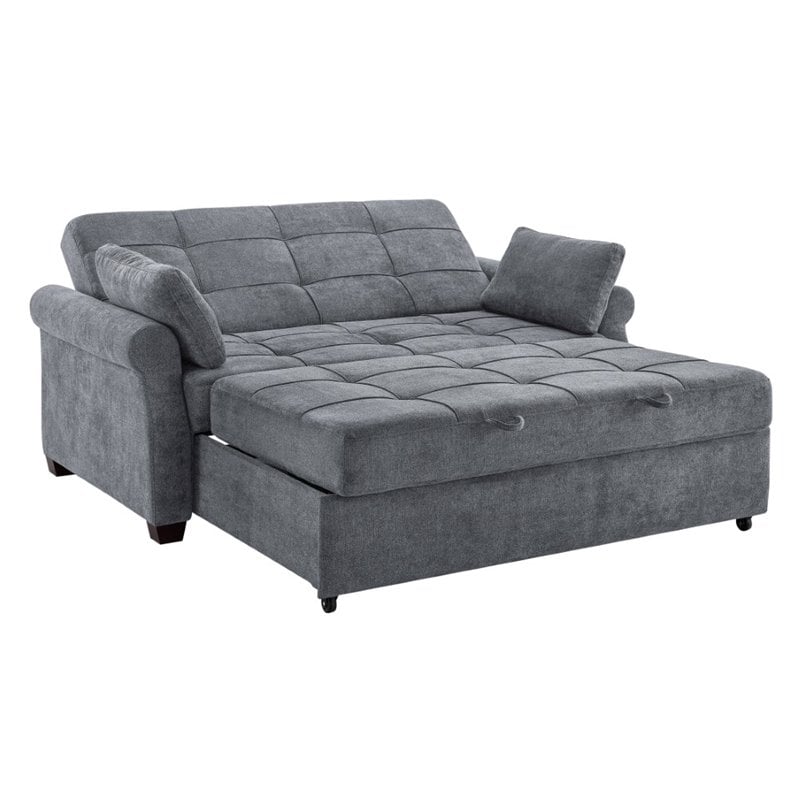 Serta Henley Queen Convertible Sofa in Gray Fabric Upholstery