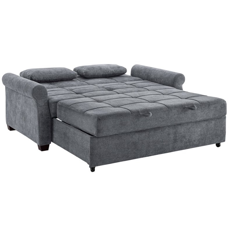 Serta Henley Queen Convertible Sofa in Gray Fabric Upholstery