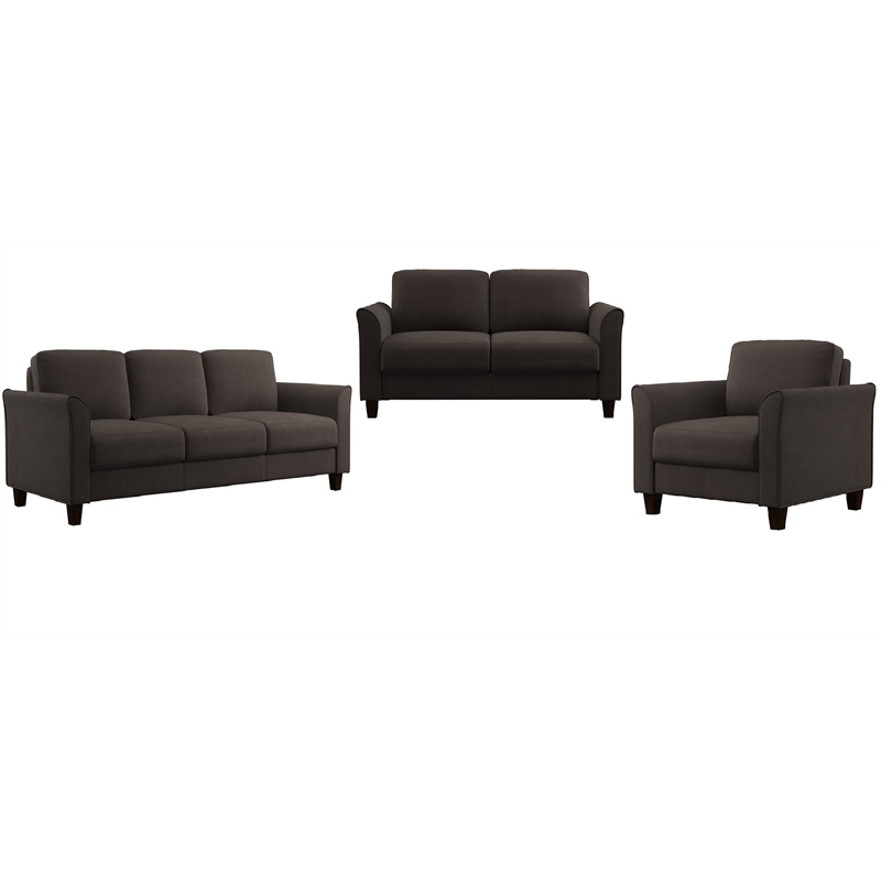 LifeStyle Solutions New Haven 3 Piece Sofa Set in Coffee