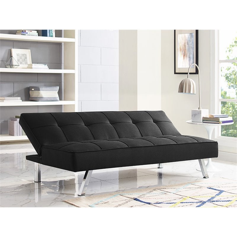 Serta Carson Tufted Sleeper Sofa in Black Fabric Upholstery