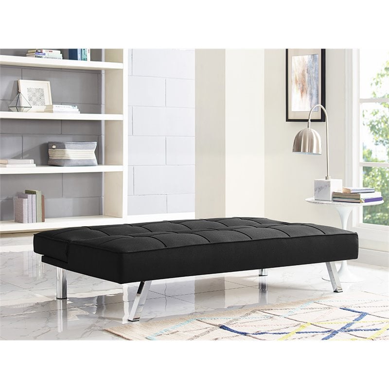 Serta Carson Tufted Sleeper Sofa in Black Fabric Upholstery