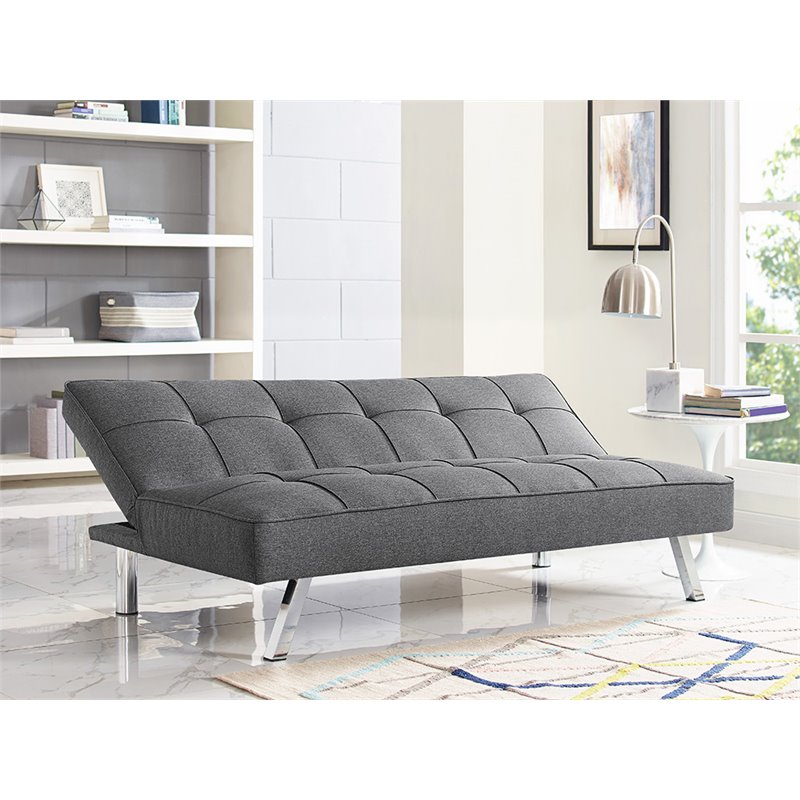 Serta Carson Tufted Sleeper Sofa in Charcoal Gray Fabric Upholstery