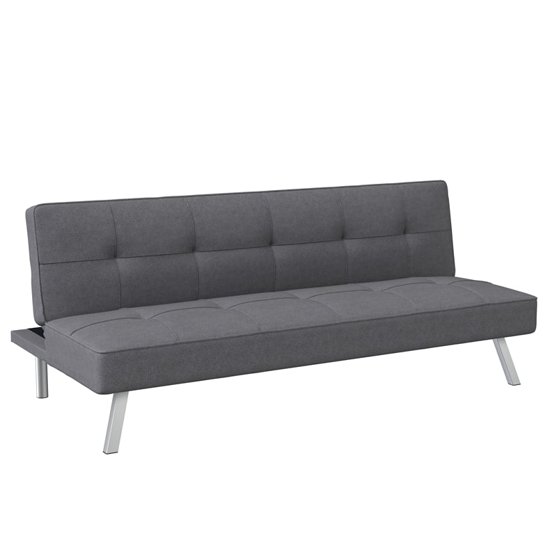 Serta Carson Tufted Sleeper Sofa in Charcoal Gray Fabric Upholstery