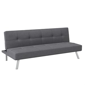 Serta Carson Tufted Sleeper Sofa in Charcoal Gray Fabric Upholstery