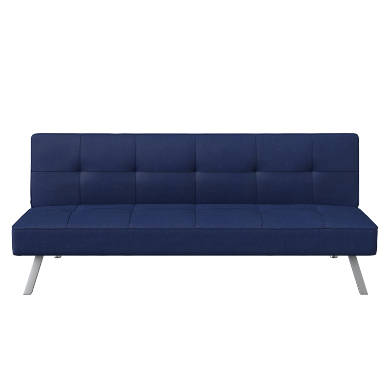 Serta Carson Tufted Sleeper Sofa in Navy Blue Fabric Upholstery