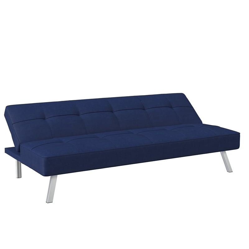 Serta Carson Tufted Sleeper Sofa in Navy Blue Fabric Upholstery