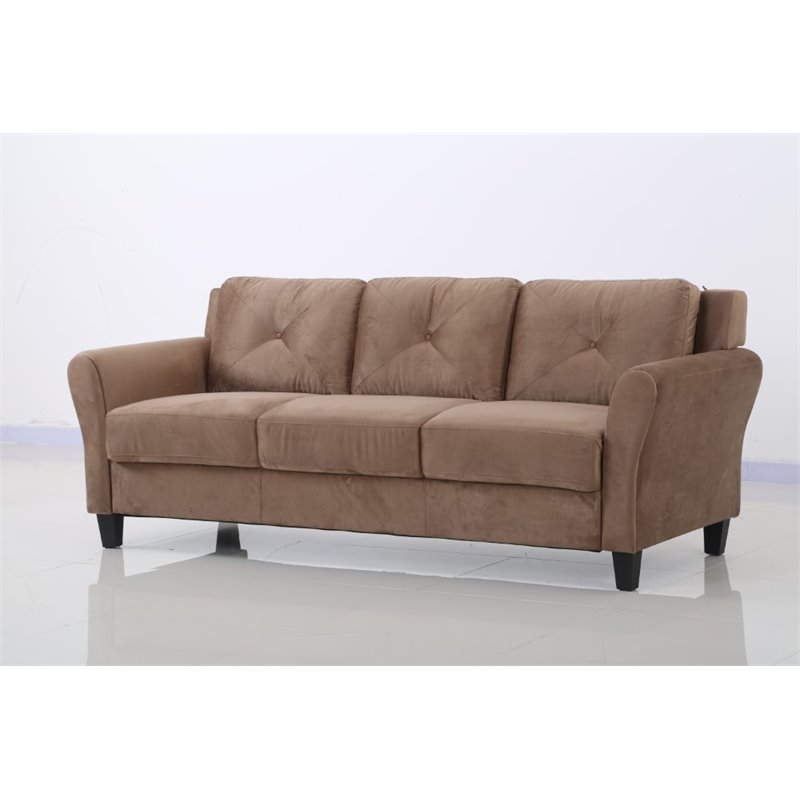 LifeStyle Solutions Transitional 2 Piece Sofa and Loveseat Set in Brown Beige