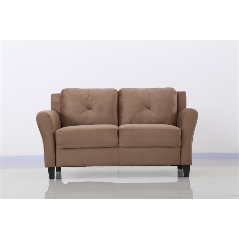 LifeStyle Solutions Transitional 2 Piece Sofa and Loveseat Set in Brown Beige