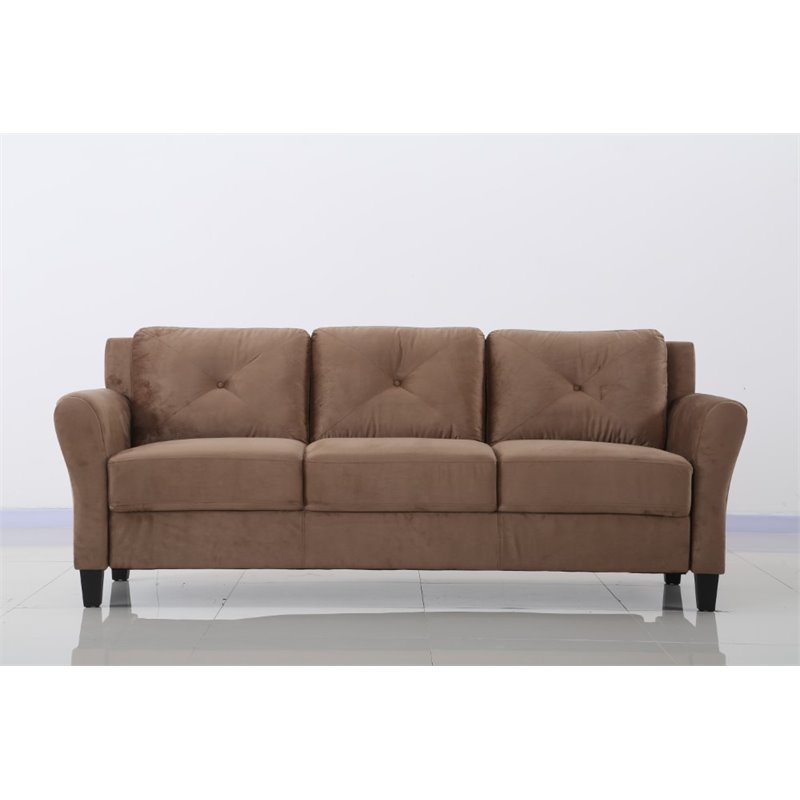 LifeStyle Solutions Transitional 2 Piece Sofa and Loveseat Set in Brown Beige