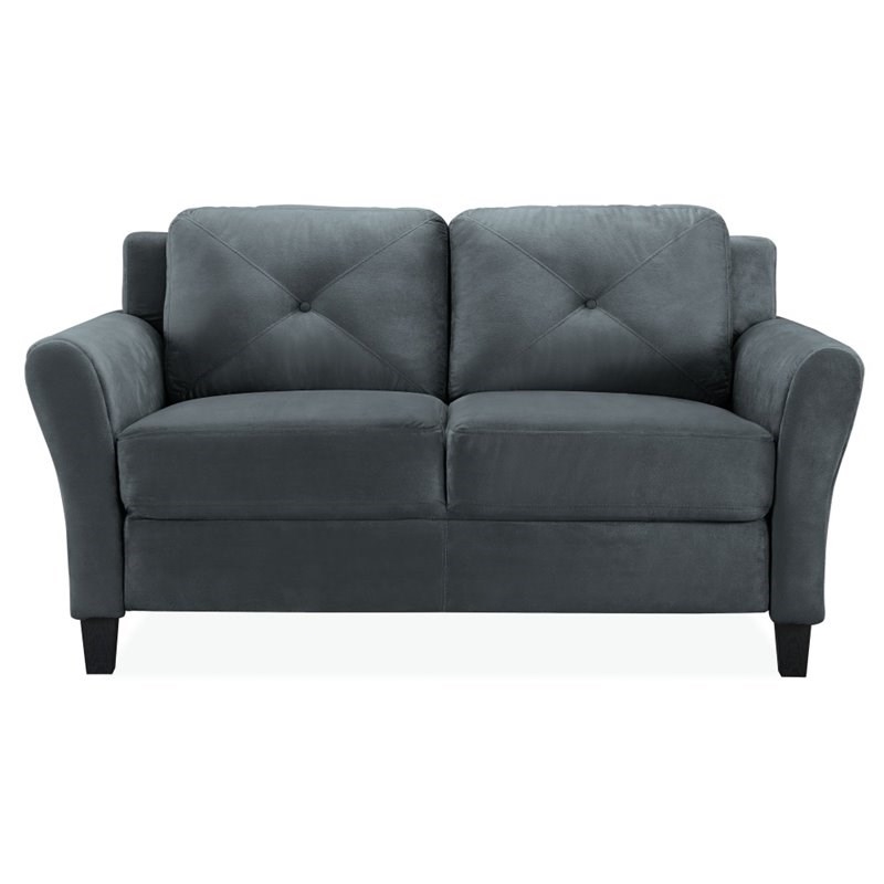 LifeStyle Solutions Transitional 2 Piece Sofa and Loveseat Set in Dark Gray