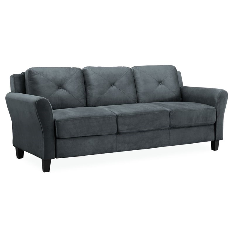 LifeStyle Solutions Transitional 2 Piece Sofa and Loveseat Set in Dark Gray